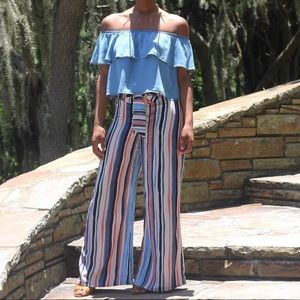 Wide-Legged Striped Pants